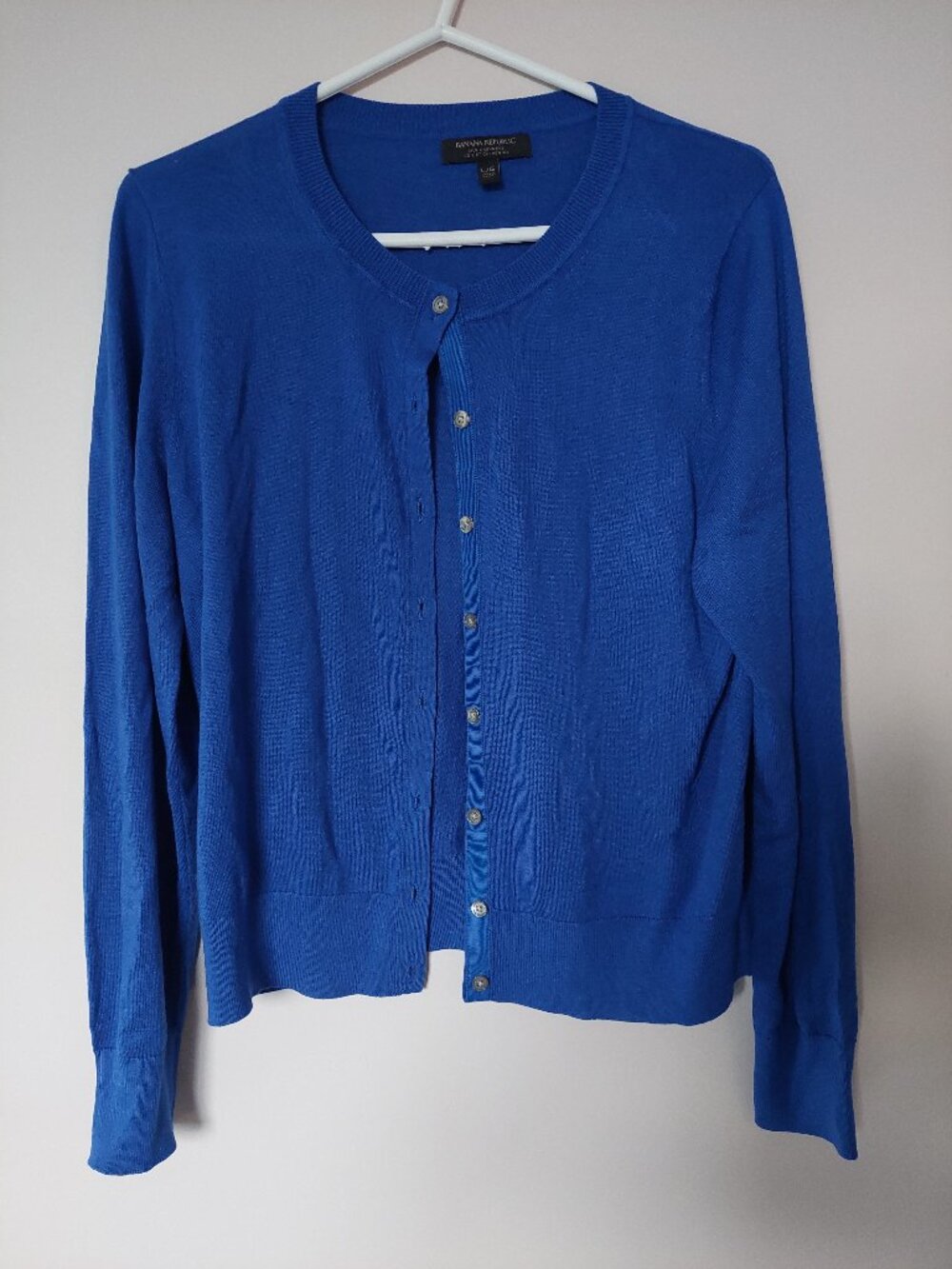 Banana Republic Women's Size L Royal Blue Premium Luxe Silk Cashmere Cardigan